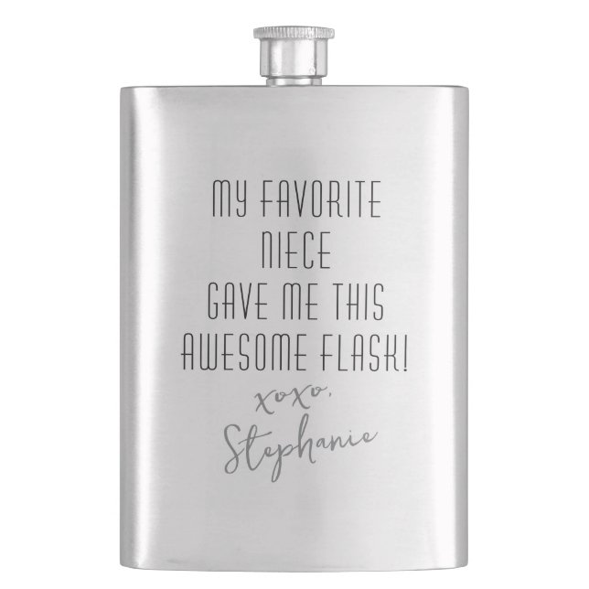 Funny Personalized from Favourite Niece Modern Hip Flask (Front)