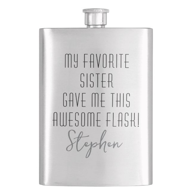 Funny Personalized from Favourite Sister Modern Hip Flask (Front)