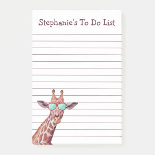 Funny Personalized Giraffe To Do List White Lined Post-it Notes