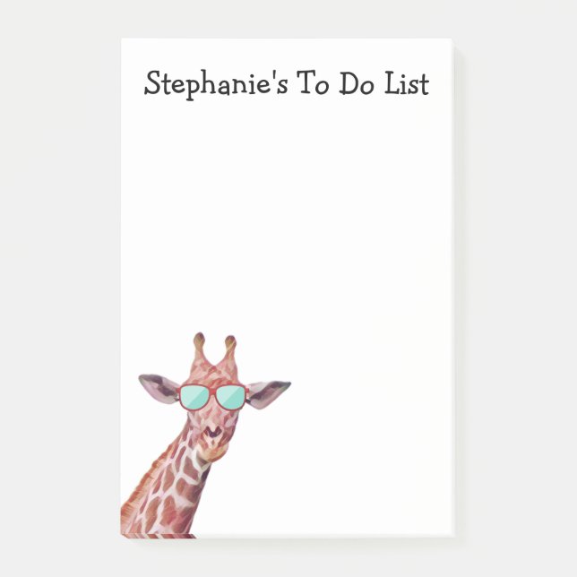 Funny Personalized Giraffe To Do List White Post-it Notes (Front)