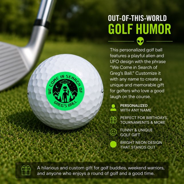 Funny Personalized Golf Gift UFO Alien Green Balls (Creator Uploaded)