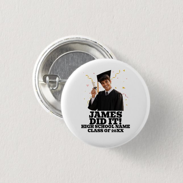 Funny Personalized Graduation Party Custom  1 Inch Round Button (Front & Back)