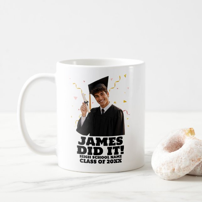 Funny Personalized Graduation Party Custom Photo  Coffee Mug (With Donut)