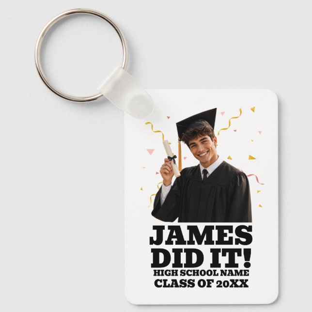 Funny Personalized Graduation Party Custom Photo Keychain (Front)