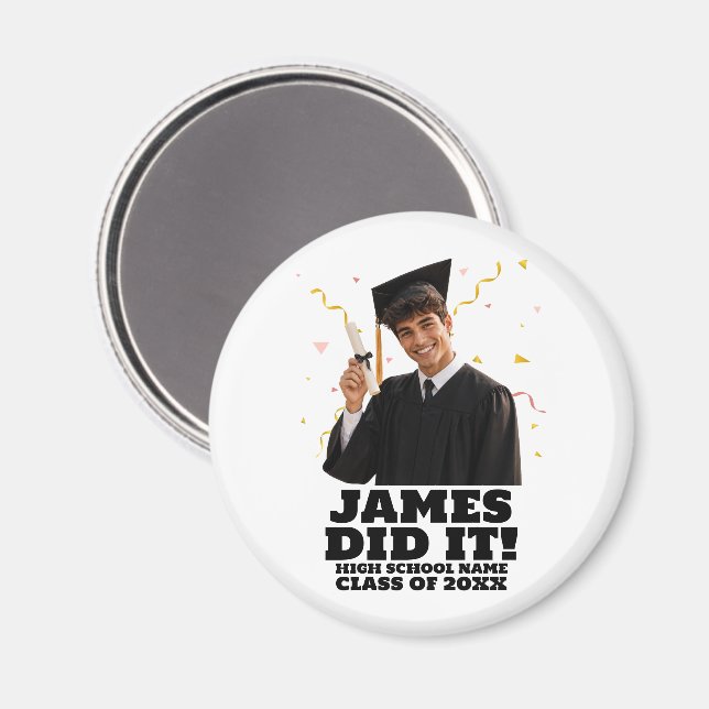 Funny Personalized Graduation Party Custom Photo Magnet (Front/Back)