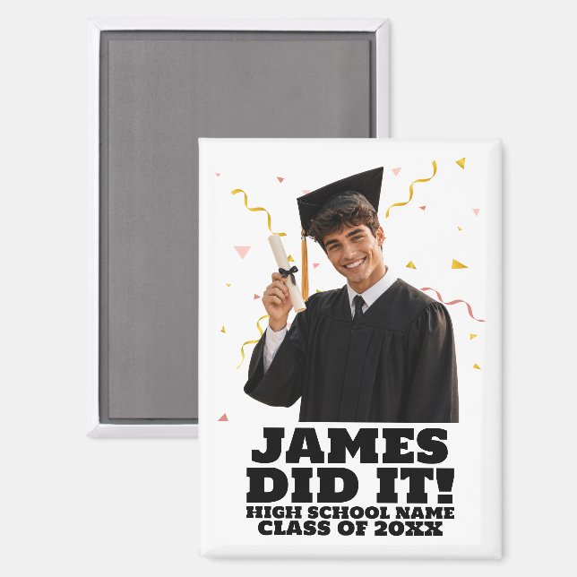 Funny Personalized Graduation Party Custom Photo Magnet (Front/Back)