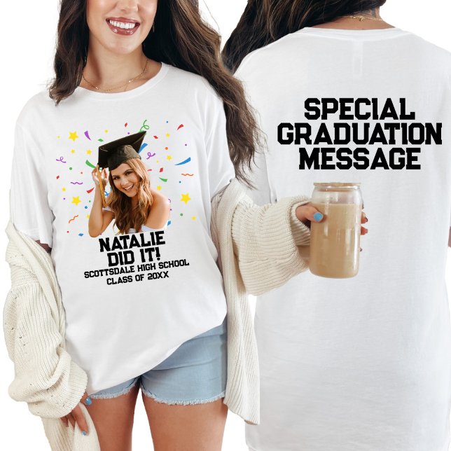 Funny Personalized Graduation Party Custom Photo T-Shirt (Creator Uploaded)