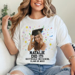 Funny Personalized Graduation Party Custom Photo T-Shirt<br><div class="desc">Get ready to celebrate the graduate's milestone with a touch of humour and a lot of personality with our White Funny Personalized Graduation Party Custom Photo T-Shirt! It's not just a shirt; it's a unique and memorable way to commemorate their achievements and bring laughter to the festivities. Imagine the laughter...</div>