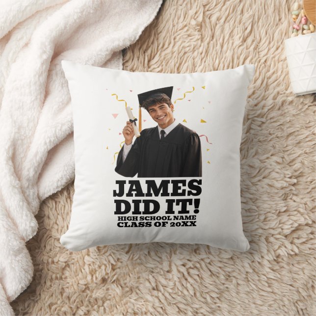 Funny Personalized Graduation Party Custom Photo Throw Pillow (Blanket)