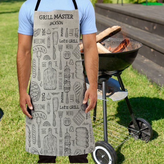 Funny Personalized Grill Chef BBQ Barbecue Master  Apron (Creator Uploaded)