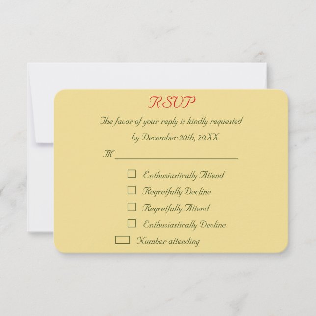 Funny Personalized Holiday Christmas Wedding RSVP Card (Front)