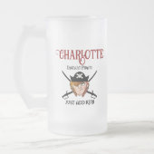 Funny Personalized Instant Pirate Girl  Frosted Glass Beer Mug (Left)