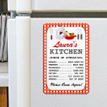 Funny Personalized Kitchen Hours Magnet<br><div class="desc">Cute,  personalized kitchen hours magnet.  PLEASE NOTE: resizing to the smaller magnet will cause the entire "menu" to be cut off in the final printing.</div>