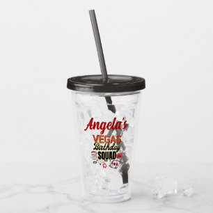 Funny Personalized Las Vegas Birthday Party Squad  Acrylic Tumbler