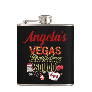 Funny Personalized Las Vegas Birthday Party Squad  Hip Flask