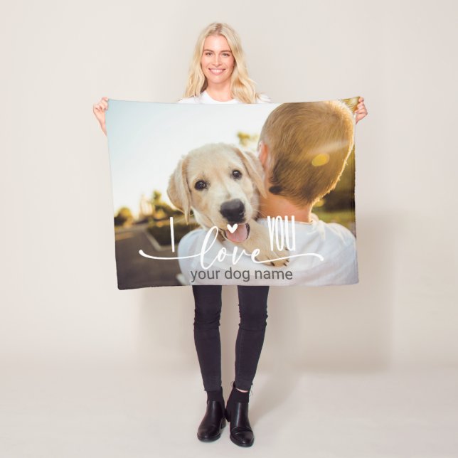  Funny Personalized Love Paw Print Dog Lover Photo Fleece Blanket (In Situ)