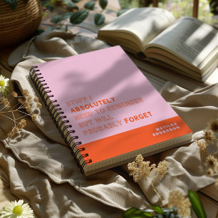 Funny Personalized Modern Pink Orange Custom Name Planner