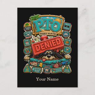 Funny personalized office humour T-shirt featuring Postcard