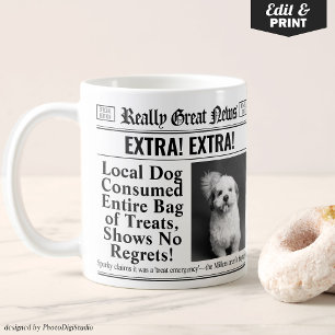 Funny Personalized Pet Mug, Editable Newspaper Mug