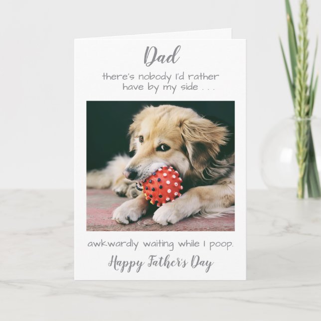 Funny Personalized Pet Photo Dog Dad Fathers Day Holiday Card (Front)