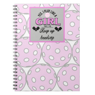 Funny Personalized Pickleball "Play Like A Girl" Notebook