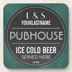 Funny Personalized Pubhouse Chalkboard Sign Coaster