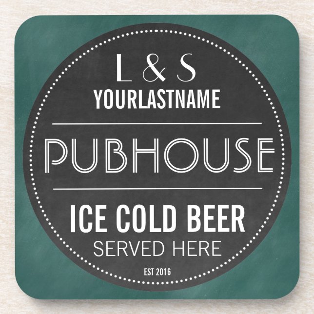 Funny Personalized Pubhouse Chalkboard Sign Coaster (Front)