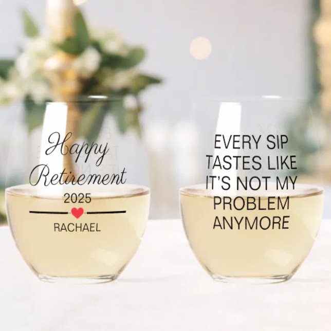 Funny Personalized Retirement Stemless Wine Glass (Creator Uploaded)