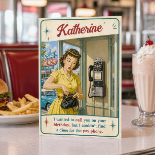 Funny Personalized Retro Birthday Joke Pay Phone Card