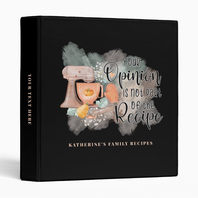 Funny Personalized Retro Script Family Black Binder (Front/Spine)