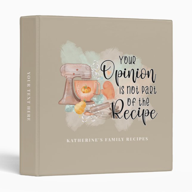 Funny Personalized Retro Script Family Recipe Binder (Front/Spine)