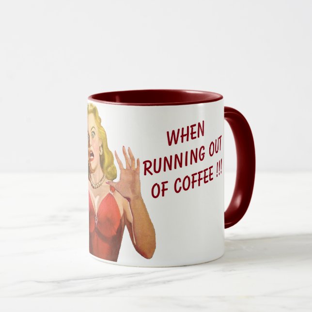 Funny personalized retro woman with custom message mug (Front Right)