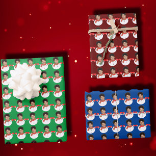 Funny Personalized Snowman Custom Face Photo Xmas Wrapping Paper Sheet