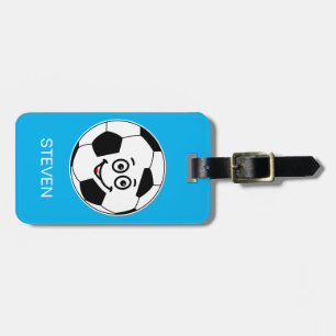 Funny Personalized Sport Soccer ball Blue Luggage Tag