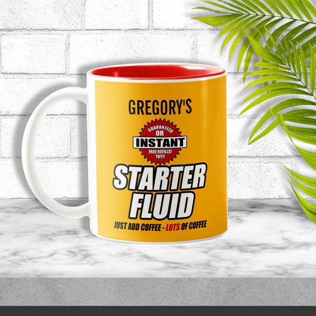 Funny Personalized Starter Fluid Two-Tone Coffee Mug (Creator Uploaded)
