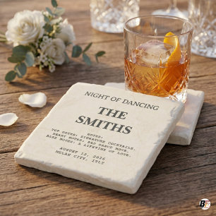 Funny Personalized Wedding Favour "Notes" Stone Coaster