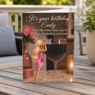 Funny Personalized Wine Lover Doll Birthday Card