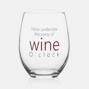 Funny Personalized Wine O'clock Stemless Wine Glass