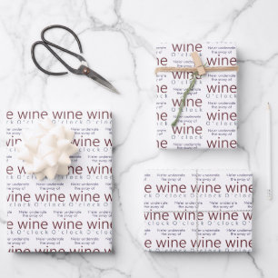Funny Personalized Wine O'clock Wrapping Paper Sheet