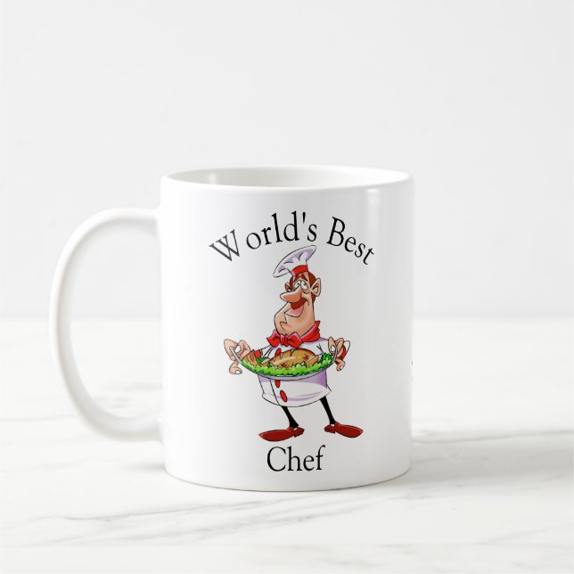 Funny Personalized Worlds Best Chef Coffee Mug (Left)