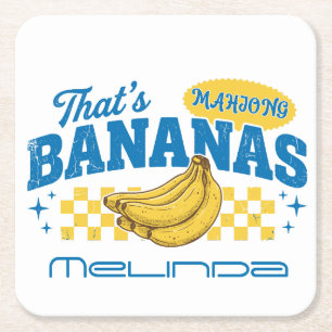 Funny Pesonalized That's Mahjong Bananas Retro Square Paper Coaster