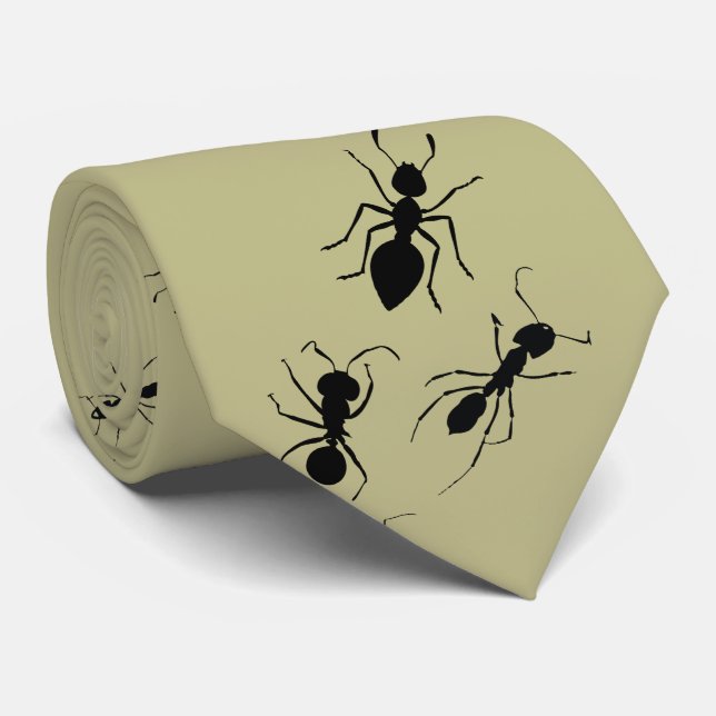 Funny Pest Control Creepy Crawly Black Ants Tie (Rolled)