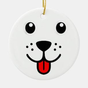 Funny Pet Animal Dog Puppy Happy Emoticon Face Ceramic Ornament