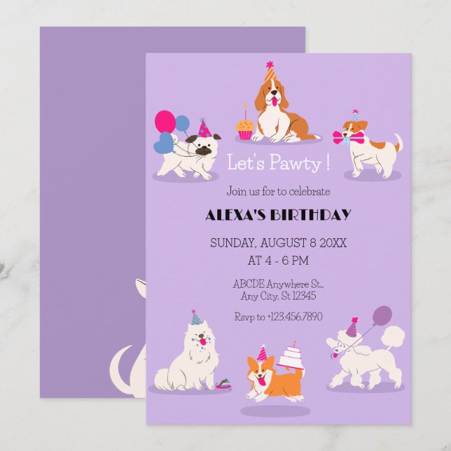 Funny Pet birthday party Invitation (Front/Back)