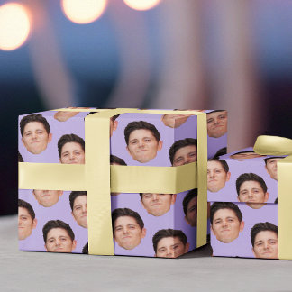 Funny Pet Face Photo Lavender Gift Wrapping Paper