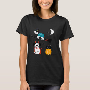 Funny Pet Halloween Costumes Dog Black Cat Cute T-Shirt