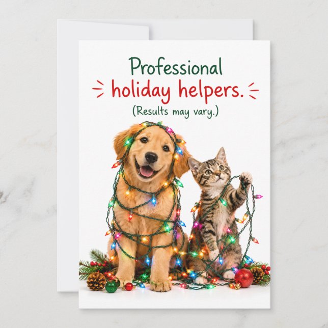 Funny Pet Holiday Christmas Card (Front)