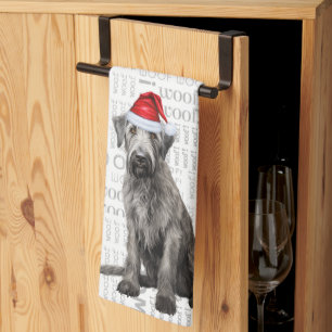 Funny Pet Lover Holiday Wolfhound Dog Christmas Kitchen Towel