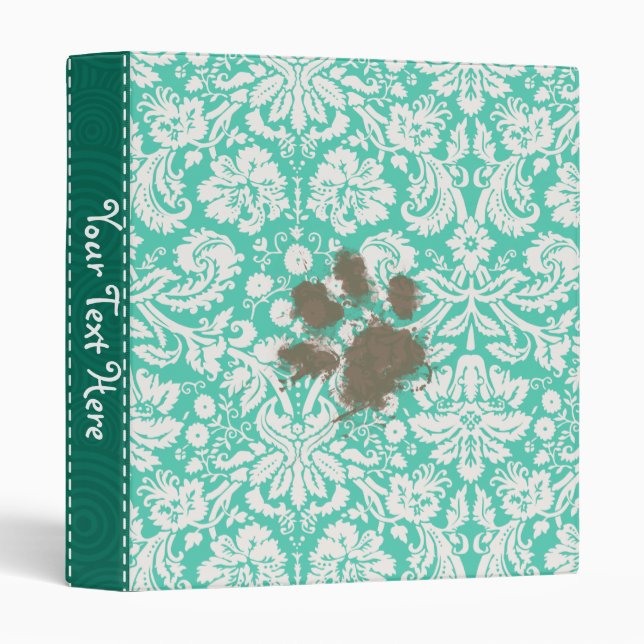 Funny Pet Owner Seafoam Green Damask Binder (Front/Spine)