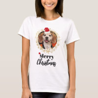 Funny Pet Photo Red Santa Hat Snowflakes Christmas